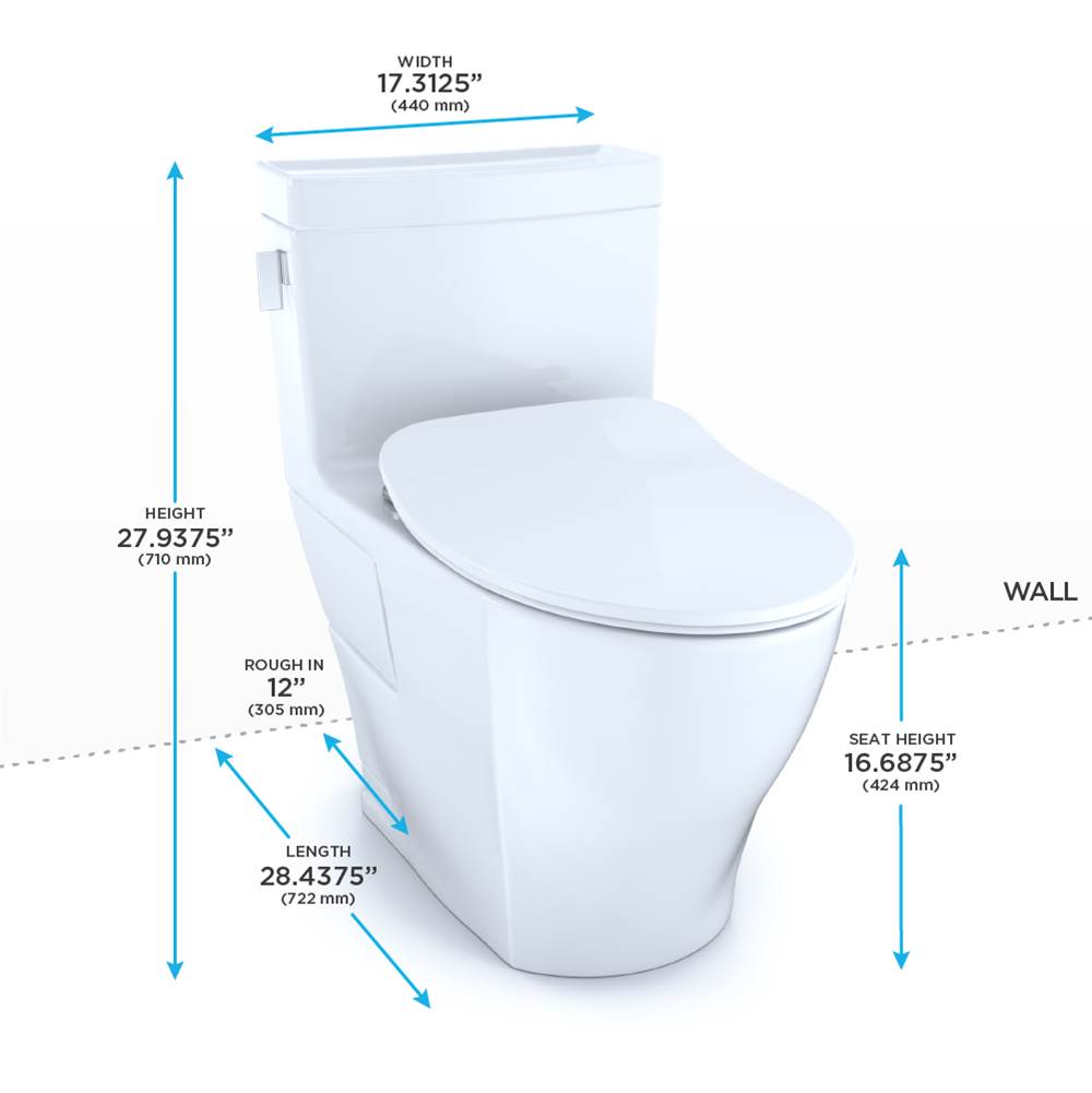 TOTO Legato® One-Piece Elongated 1.28 GPF Toilet with CEFIONTECT® and SoftClose® Seat, WASHLET®+ Ready, Cotton White - Image 2