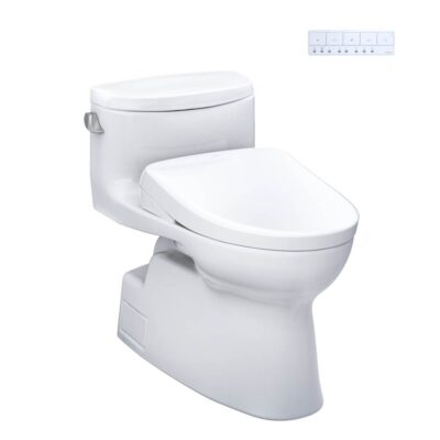 TOTO WASHLET®+ Carolina® II One-Piece Elongated 1.28 GPF Toilet and WASHLET®+ S7 Contemporary Bidet Seat, Cotton White