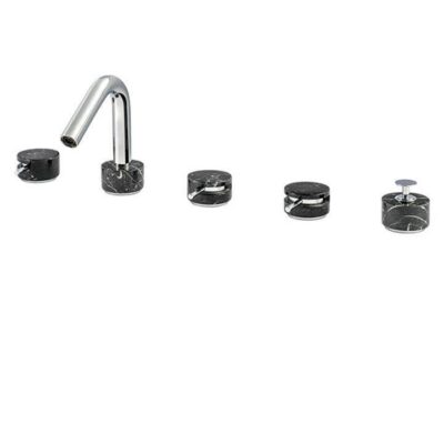 Aquabrass Clo6 Marmo 5Pc Deckmount Tub Filler With Handshower - Black