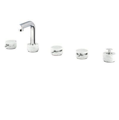 Aquabrass Ur06 Marmo-Urban 5Pc Deckmount Tub Filler With Handshower-White
