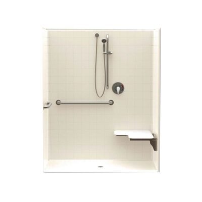 Aquatic 1603BFST 60 x 34 AcrylX Alcove Center Drain One-Piece Shower in Almond