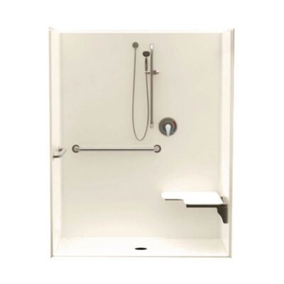 Aquatic 16030BFSC 60 x 30 AcrylX Alcove Center Drain One-Piece Shower in Almond