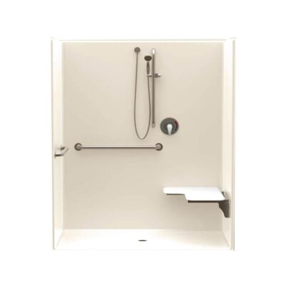 Aquatic 1603BFSC 60 x 34 AcrylX Alcove Center Drain One-Piece Shower in Almond