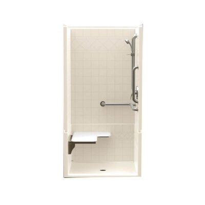 Aquatic F1364P 36 x 36 AcrylX Alcove Center Drain Four-Piece Shower in Almond