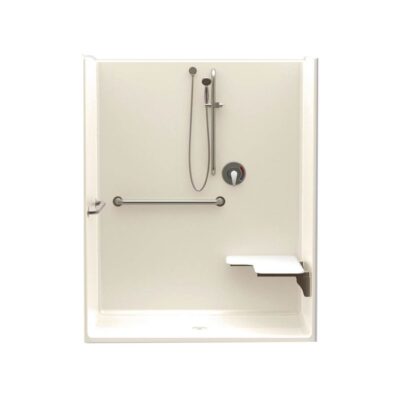 Aquatic 1603CFS 34 x 34 AcrylX Alcove Center Drain One-Piece Shower in Almond