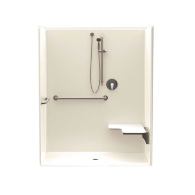 Aquatic 1603BFSD 60 x 34 AcrylX Alcove Center Drain One-Piece Shower in Almond