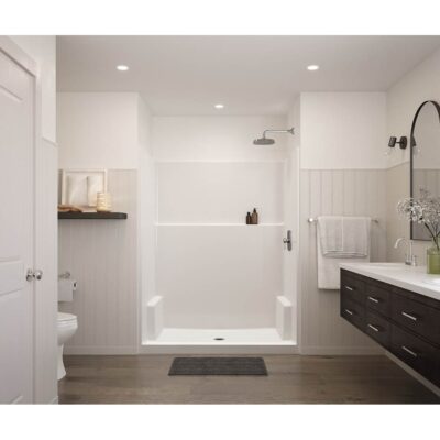 Aquatic Icon SH6036 AcrylX™ Alcove Center Drain One-Piece Shower in White