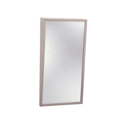 Bobrick Fixed-Tilt Mirror, Stainless Steel Frame - 18'' Wide x 30'' High