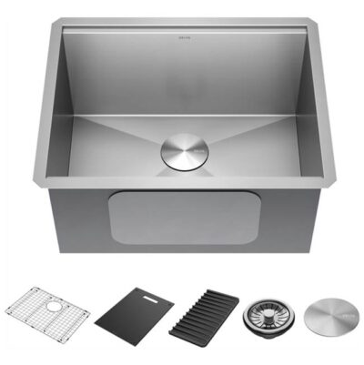 Delta Faucet Rivet™ 24'' Workstation Laundry Utility Kitchen Sink Undermount 16 Gauge Stainless Steel Single Bowl with WorkFlow™ Ledge and Accessories
