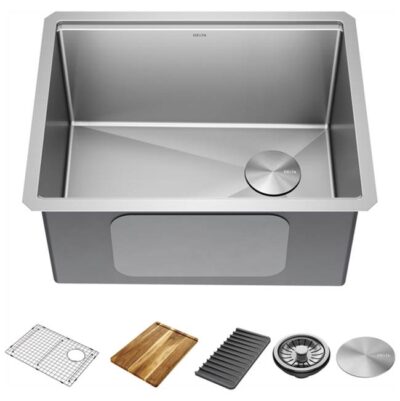 Delta Faucet Lorelai™ 24'' Workstation Laundry Utility Kitchen Sink Undermount 16 Gauge Stainless Steel Single Bowl with WorkFlow™ Ledge and Accessories