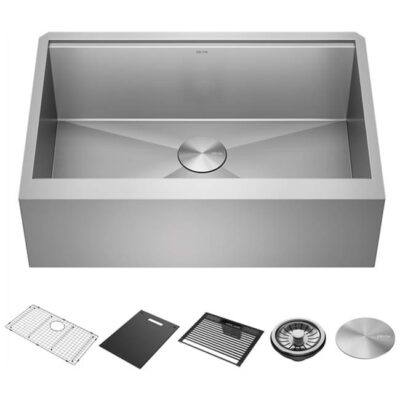 Delta Faucet Rivet™ 30'' Workstation Farmhouse Apron Front Kitchen Sink Undermount 16 Gauge Stainless Steel Single Bowl with WorkFlow™ Ledge and Accessories