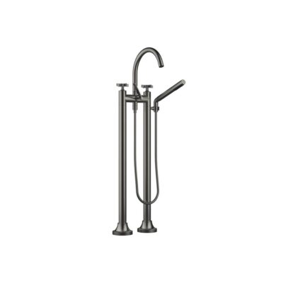 Dornbracht VAIA Two-Hole Tub Mixer For Freestanding Installation With Hand Shower Set In Dark Platinum Matte