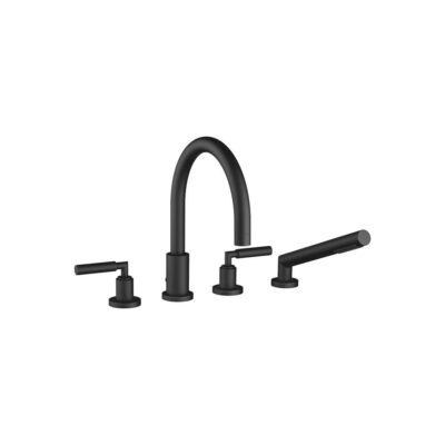 Dornbracht Tara Deck-Mounted Tub Mixer, With Hand Shower Set For Deck-Mounted Tub Installation In Black Matte