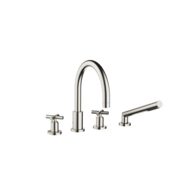 Dornbracht Tara Deck-Mounted Tub Mixer, With Hand Shower Set For Deck-Mounted Tub Installation In Platinum Matte