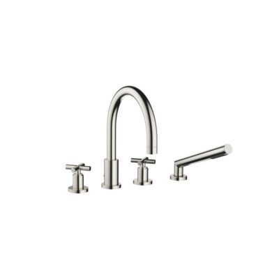 Dornbracht Tara Deck-Mounted Tub Mixer, With Hand Shower Set For Deck-Mounted Tub Installation In Platinum