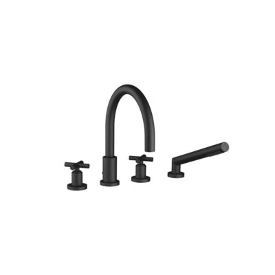 Dornbracht Tara Deck-Mounted Tub Mixer, With Hand Shower Set For Deck-Mounted Tub Installation In Black Matte