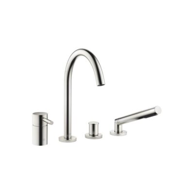 Dornbracht Meta Deck-Mounted Tub Mixer, With Hand Shower Set For Deck-Mounted Tub Installation In Platinum Matte
