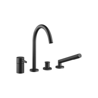 Dornbracht Meta Deck-Mounted Tub Mixer, With Hand Shower Set For Deck-Mounted Tub Installation In Black Matte