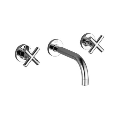Dornbracht Tara Wall-Mounted Three-Hole Lavatory Mixer Without Drain In Black Matte