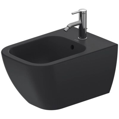 Duravit Duravit Happy D.2 Single Hole Horizontal Spray Wall Mount Bidet in Matte Anthracite