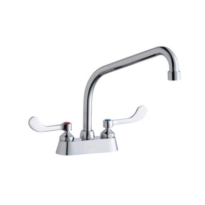 Elkay 4'' Centerset with Exposed Deck Faucet with 10'' High Arc Spout 6'' Wristblade Handles Chrome
