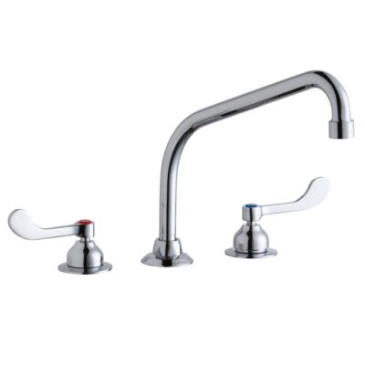 Elkay 8'' Centerset with Concealed Deck Faucet with 10'' High Arc Spout 4'' Wristblade Handles Chrome