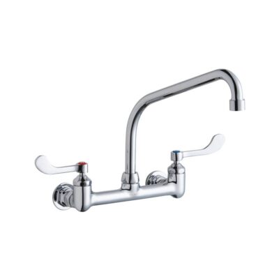 Elkay Foodservice 8'' Centerset Wall Mount Faucet with 10'' High Arc Spout 4'' Wristblade Handles 1/2'' Offset Inlets