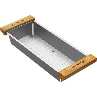 Elkay CROSSTOWN STAINLESS STEEL WOOD HANDLE 6.75'' x 16.775'' x 3.1'' COLANDER