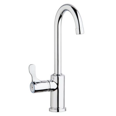 Elkay Single Hole 12-1/2'' Vandal Resistant Deck Mount Faucet with Gooseneck Spout Lever Handle on Left Side Chrome Kit with Bubbler and Vandal-resistant Filtration Kit with Filter Status Monitor