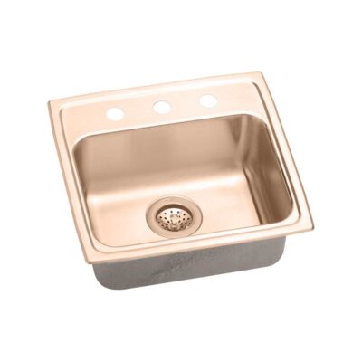 Elkay 18 Gauge CuVerro antimicrobial copper 19'' x 18'' x 4'' Single Bowl Drop-in Sink