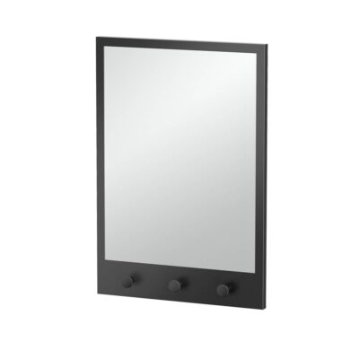 Gatco Glamorous Mirror with 3 Hooks 29''H, Matte Black