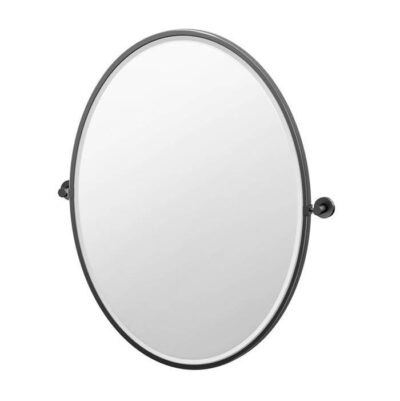 Gatco Glam 27.5''H Framed Oval Mirror, Matte Black