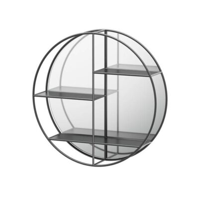 Gatco Décor Shelf Mirror 26.5''Dia., Matte Black