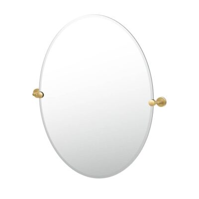 Gatco Latitude 32''H Frameless Oval Mirror Brushed Brass