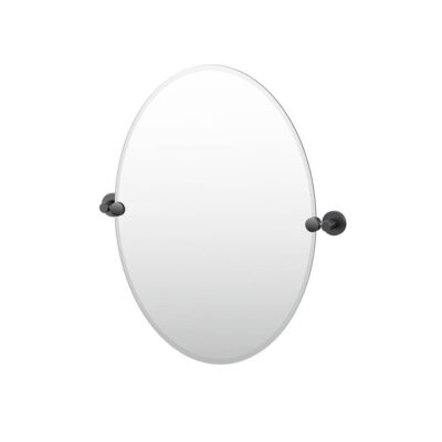 Gatco Reveal 26.5''H Frameless Oval Mirror, Matte Black