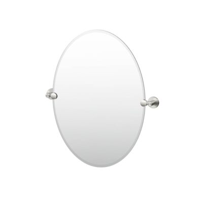 Gatco Reveal 26.5''H Frameless Oval Mirror, Satin Nickel