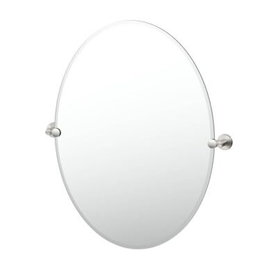 Gatco Reveal 32''H Frameless Oval Mirror, Satin Nickel
