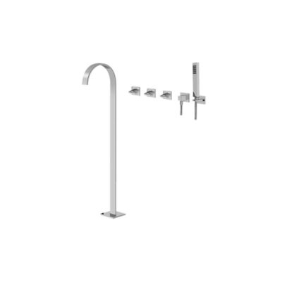 Graff Sade Floor-Mounted Tub Filler w/Wall-Mounted Handshower & Diverter