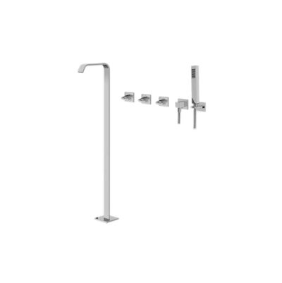Graff Targa Floor-Mounted Tub Filler w/Wall-Mounted Handshower & Diverter