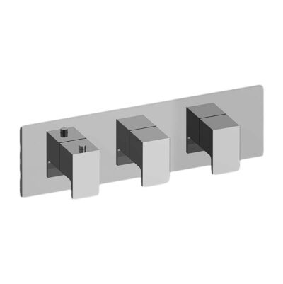 Graff Solar Square M-Series Valve Trim with Three Handles (Horizontal Orientation)