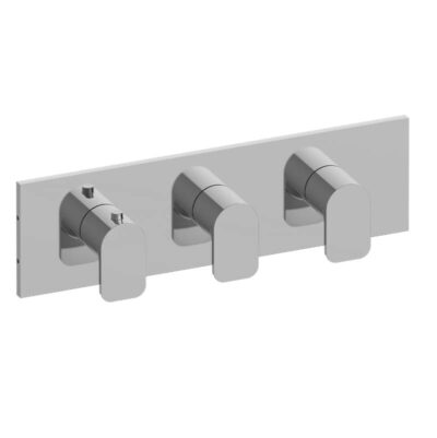 Graff Sento Square M-Series Valve Trim with Three Handles (Horizontal Orientation)