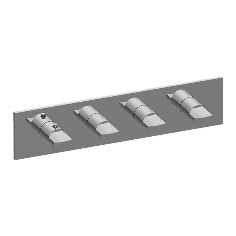 Graff Sade/Targa Square M-Series Valve Trim with Four Handles (Horizontal Orientation)