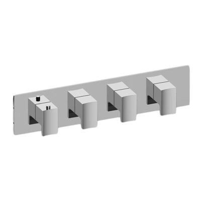 Graff Sade/Targa Square M-Series Valve Trim with Four Handles (Horizontal Orientation)