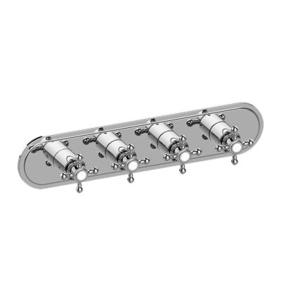 Graff Adley Traditional M-Series Valve Trim with Four Handles (Horizontal Orientation)