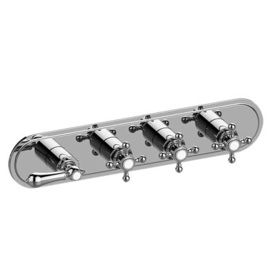 Graff Adley Traditional M-Series Valve Trim with Four Handles (Horizontal Orientation)