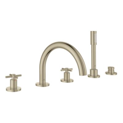 Grohe 5-Hole 2-Handle Deck Mount Roman Tub Faucet with 1.75 GPM Hand Shower