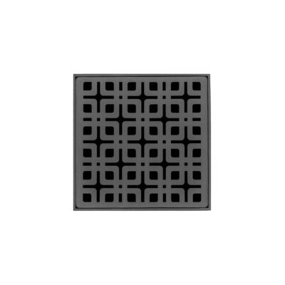 Infinity Drain 4'' x 4'' Strainer with Link Pattern Decorative Plate and 2'' Throat in Gunmetal for KD 4