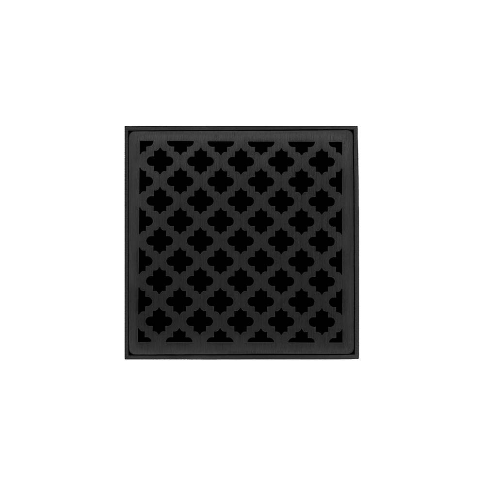 Infinity Drain 5'' x 5'' MD 5 High Flow Complete Kit with Moor Pattern Decorative Plate in Gunmetal with Cast Iron Drain Body, 3'' No-Hub Outlet - Image 2
