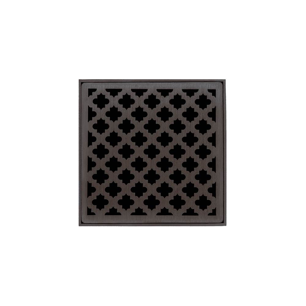 Infinity Drain 5'' x 5'' MD 5 High Flow Complete Kit with Moor Pattern Decorative Plate in Gunmetal with Cast Iron Drain Body, 3'' No-Hub Outlet - Image 4