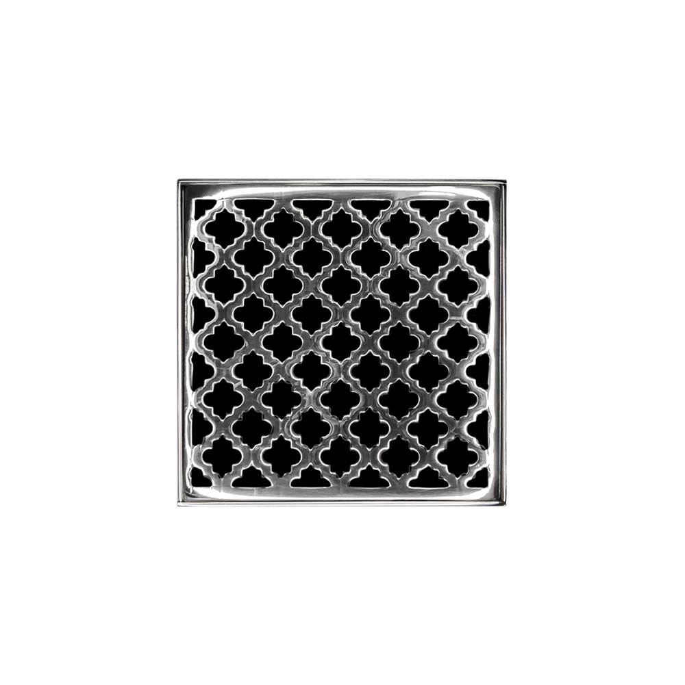 Infinity Drain 5'' x 5'' MD 5 High Flow Complete Kit with Moor Pattern Decorative Plate in Gunmetal with Cast Iron Drain Body, 3'' No-Hub Outlet - Image 7